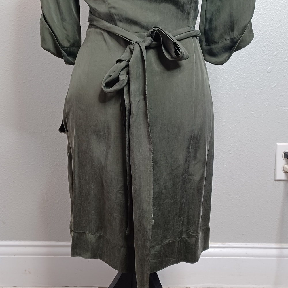 Diane Von Furstenburg Safari Satin Green Wrap Dress - Picture 6 of 16